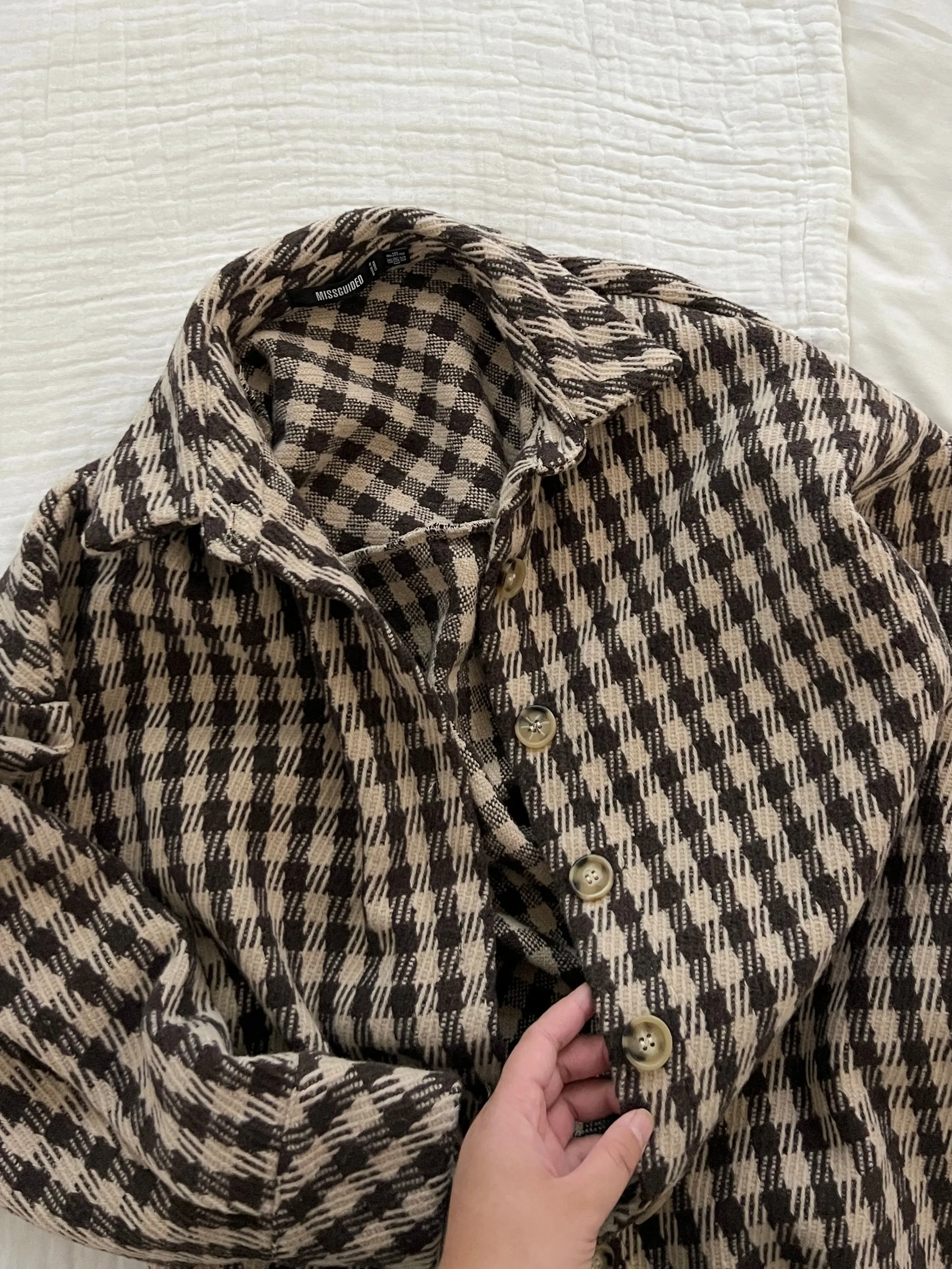 Brown Houndstooth Shacket (S-M)