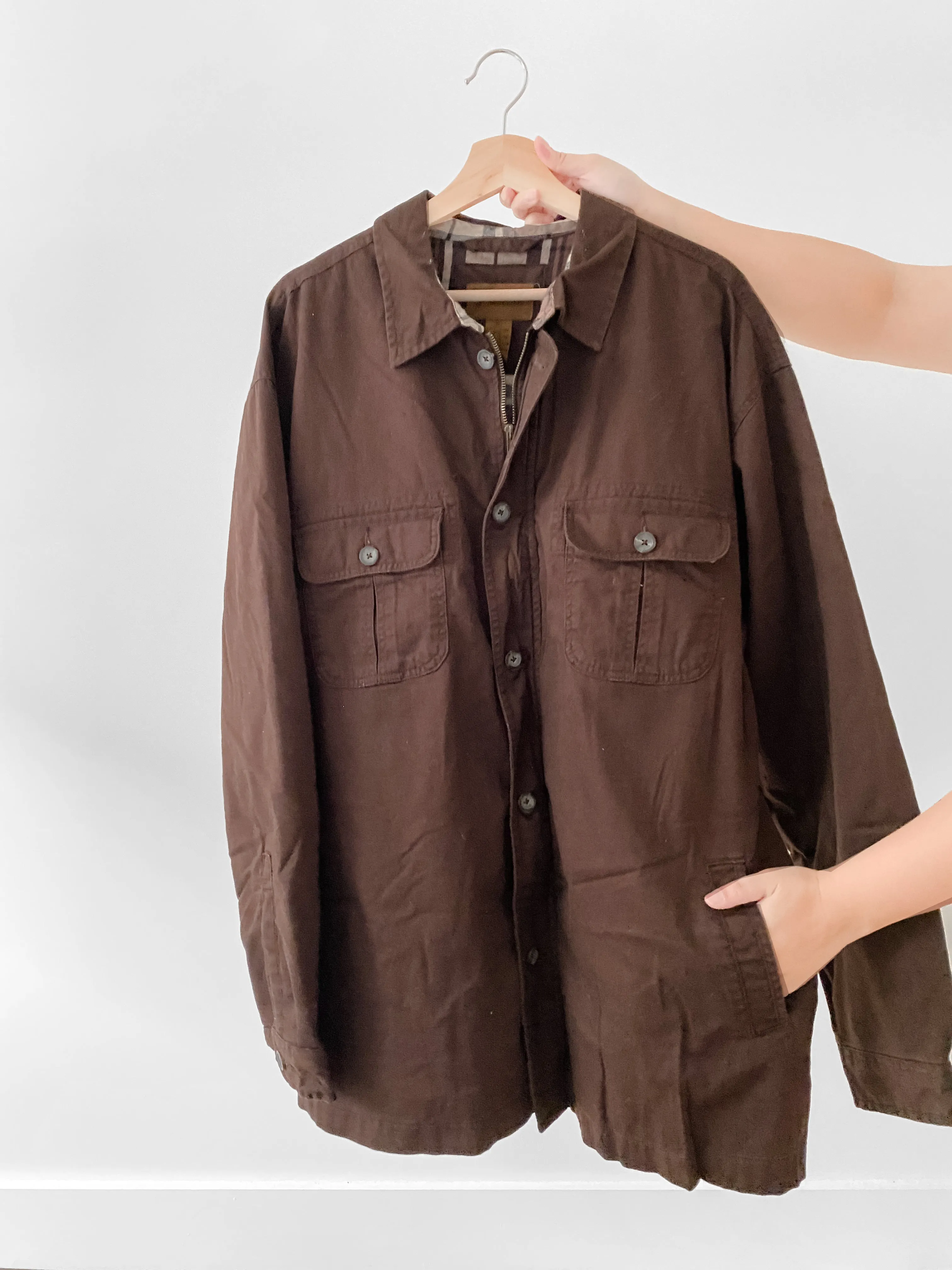 Brown Zip Up Shacket (XL)