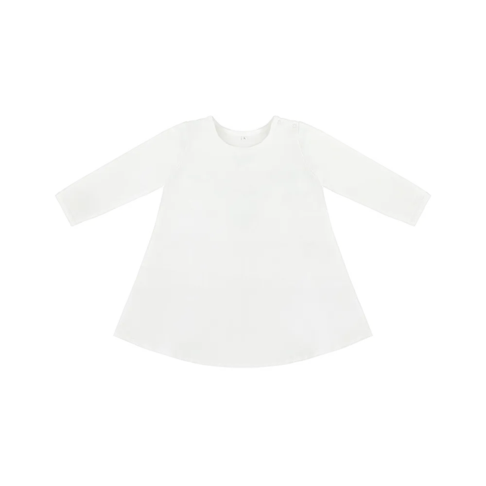 Caley Organic Cotton Long Sleeve Jersey Dress (White)