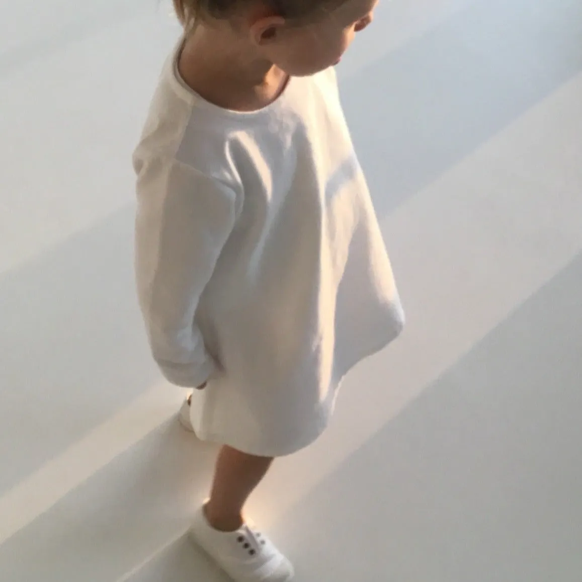 Caley Organic Cotton Long Sleeve Jersey Dress (White)