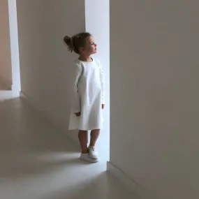 Caley Organic Cotton Long Sleeve Jersey Dress (White)
