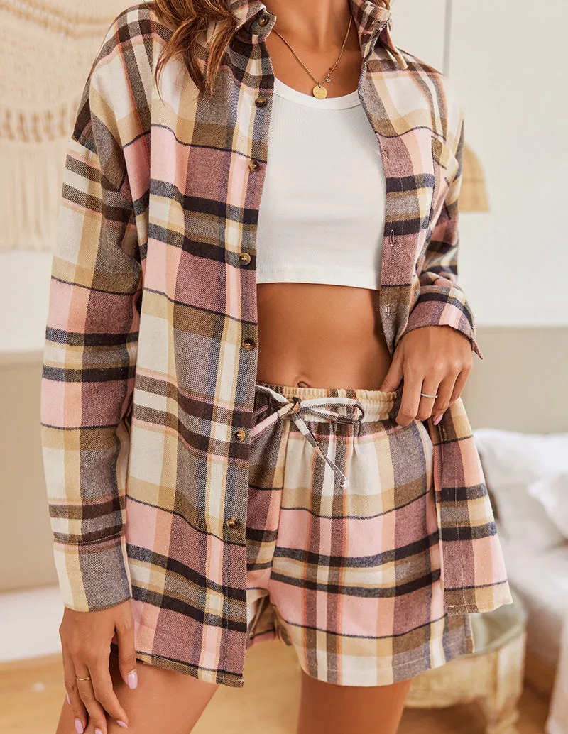 Ekouaer Casual Plaid Pajamas Set (US Only)