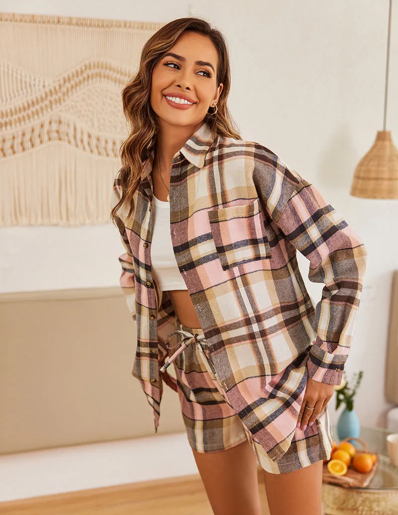 Ekouaer Casual Plaid Pajamas Set (US Only)