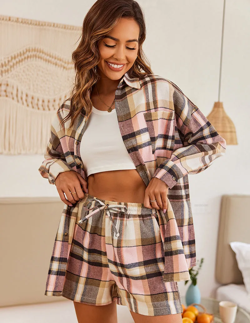 Ekouaer Casual Plaid Pajamas Set (US Only)