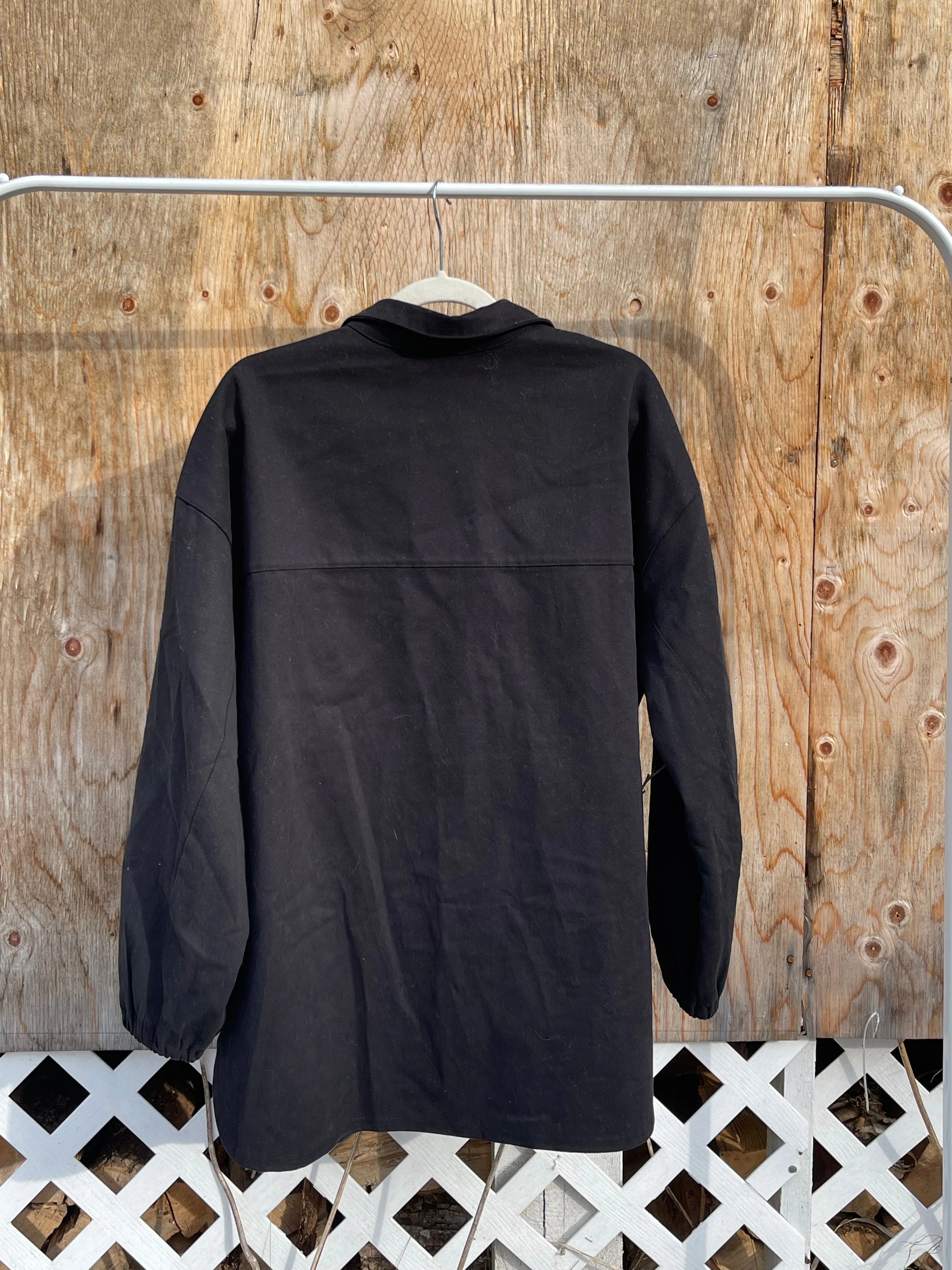 Free Label Black Cotton Twill Tommy Shacket - XL
