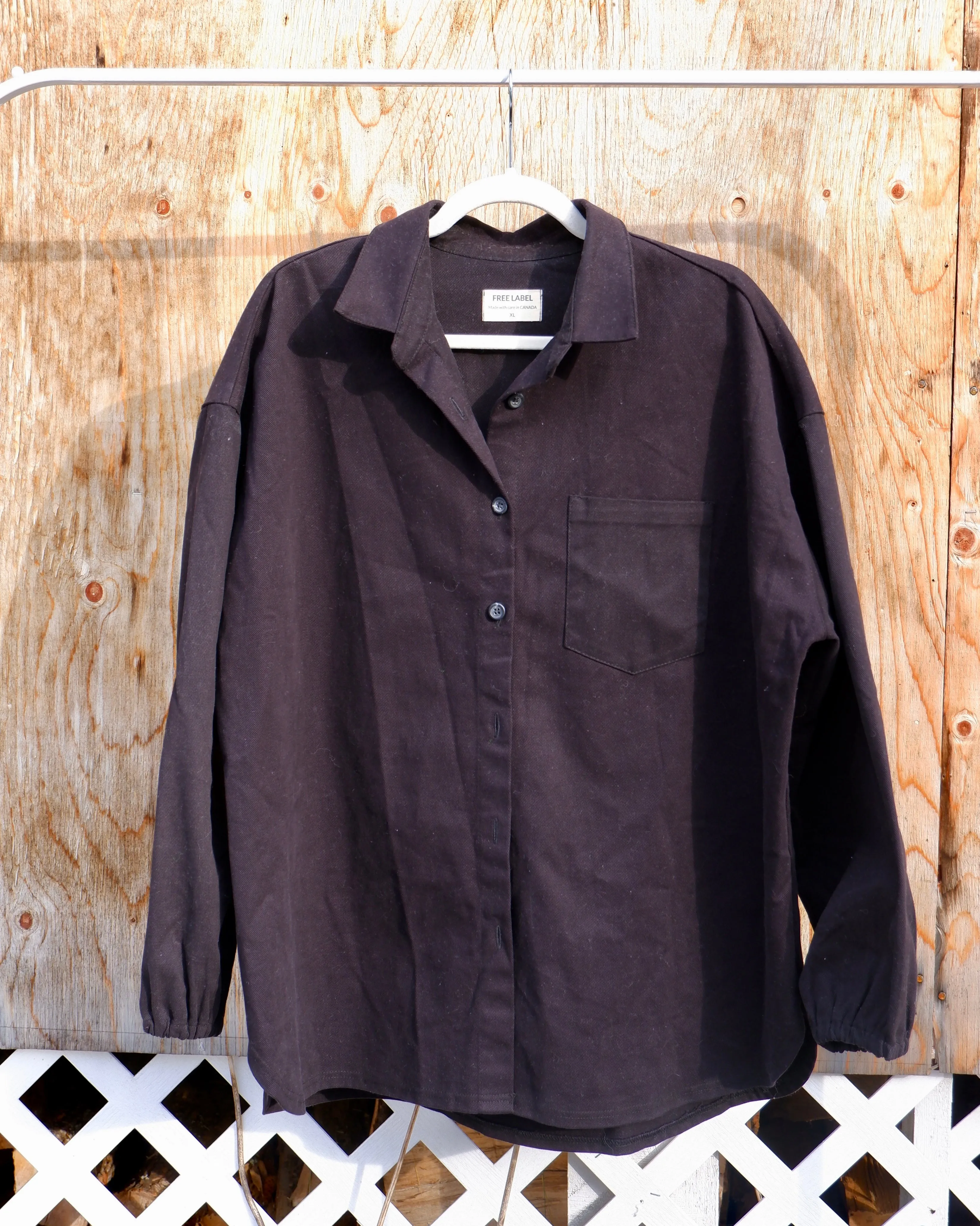Free Label Black Cotton Twill Tommy Shacket - XL