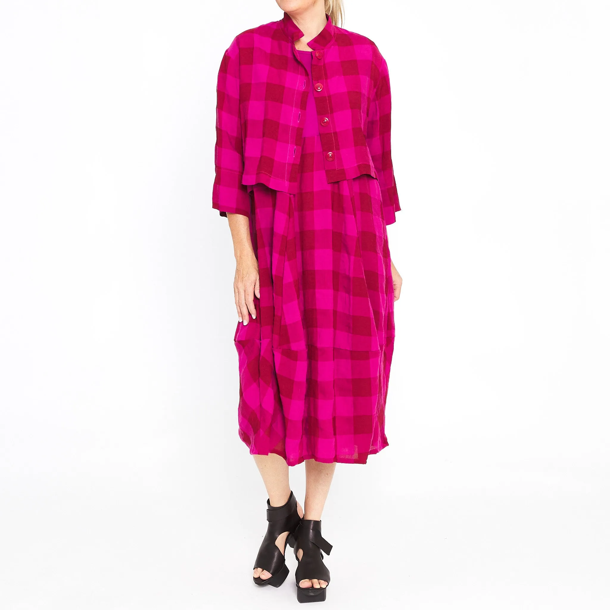 Fuchsia Red Check Shacket