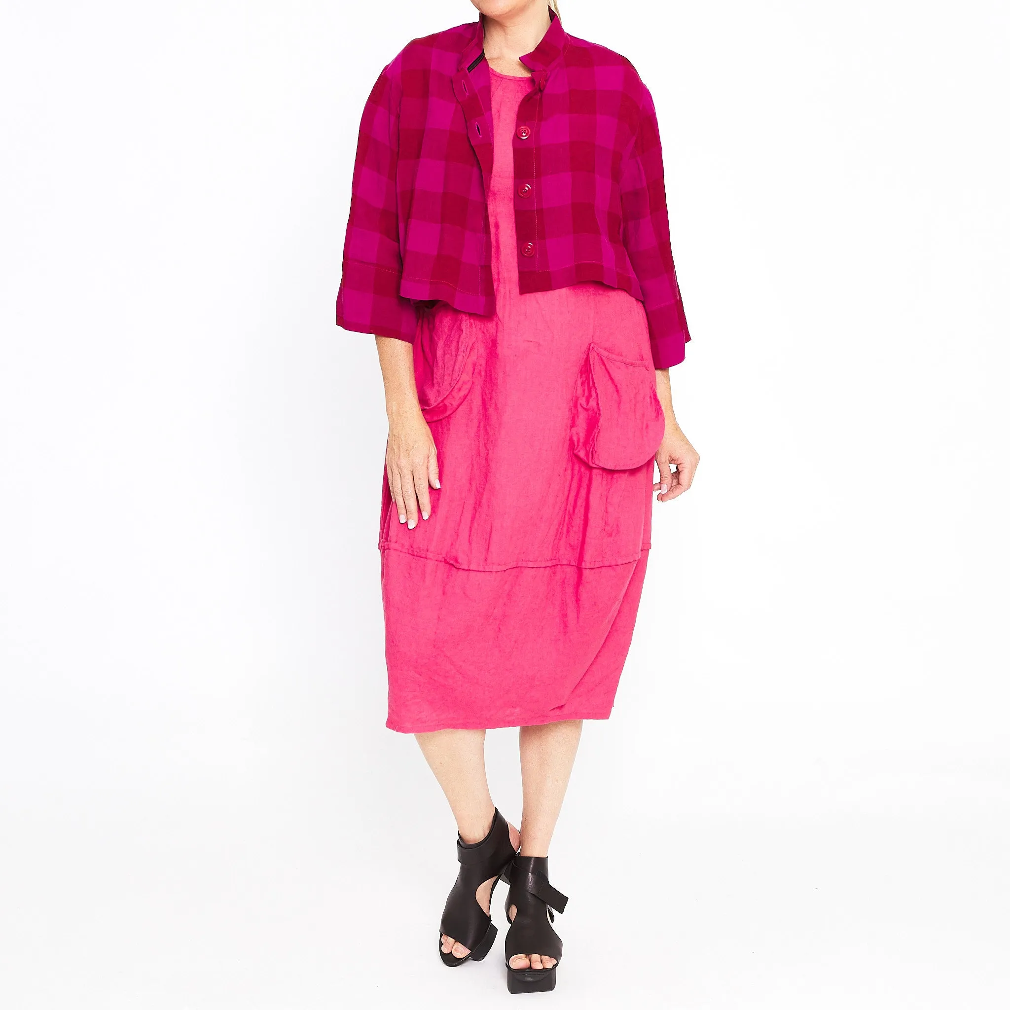 Fuchsia Red Check Shacket