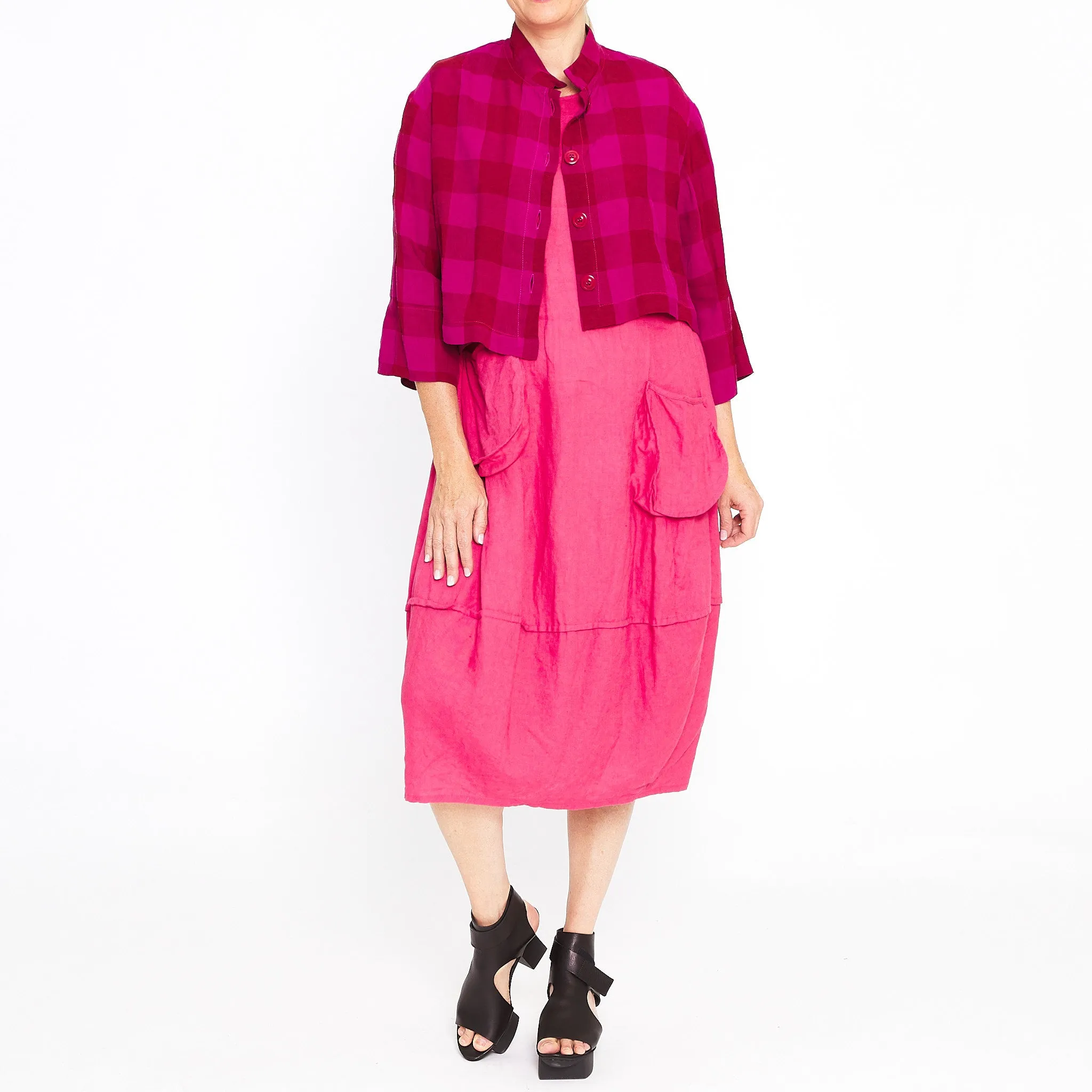 Fuchsia Red Check Shacket