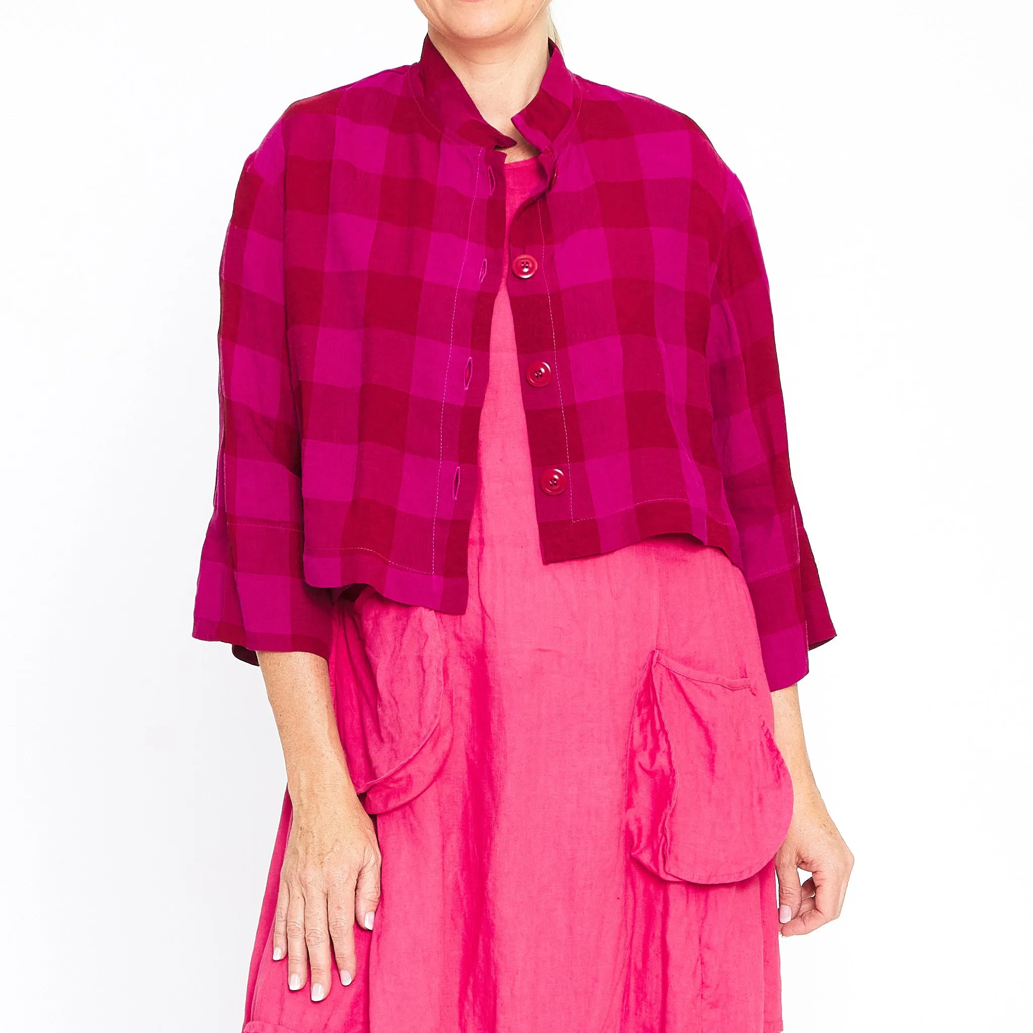 Fuchsia Red Check Shacket