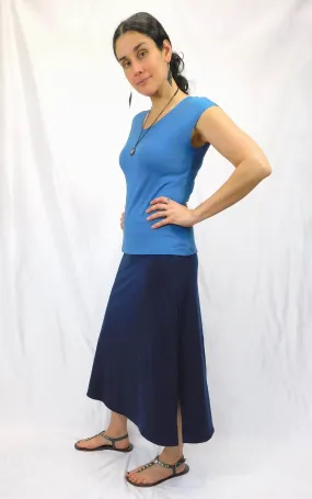 Hemp Long Midi Skirt - Navy - S