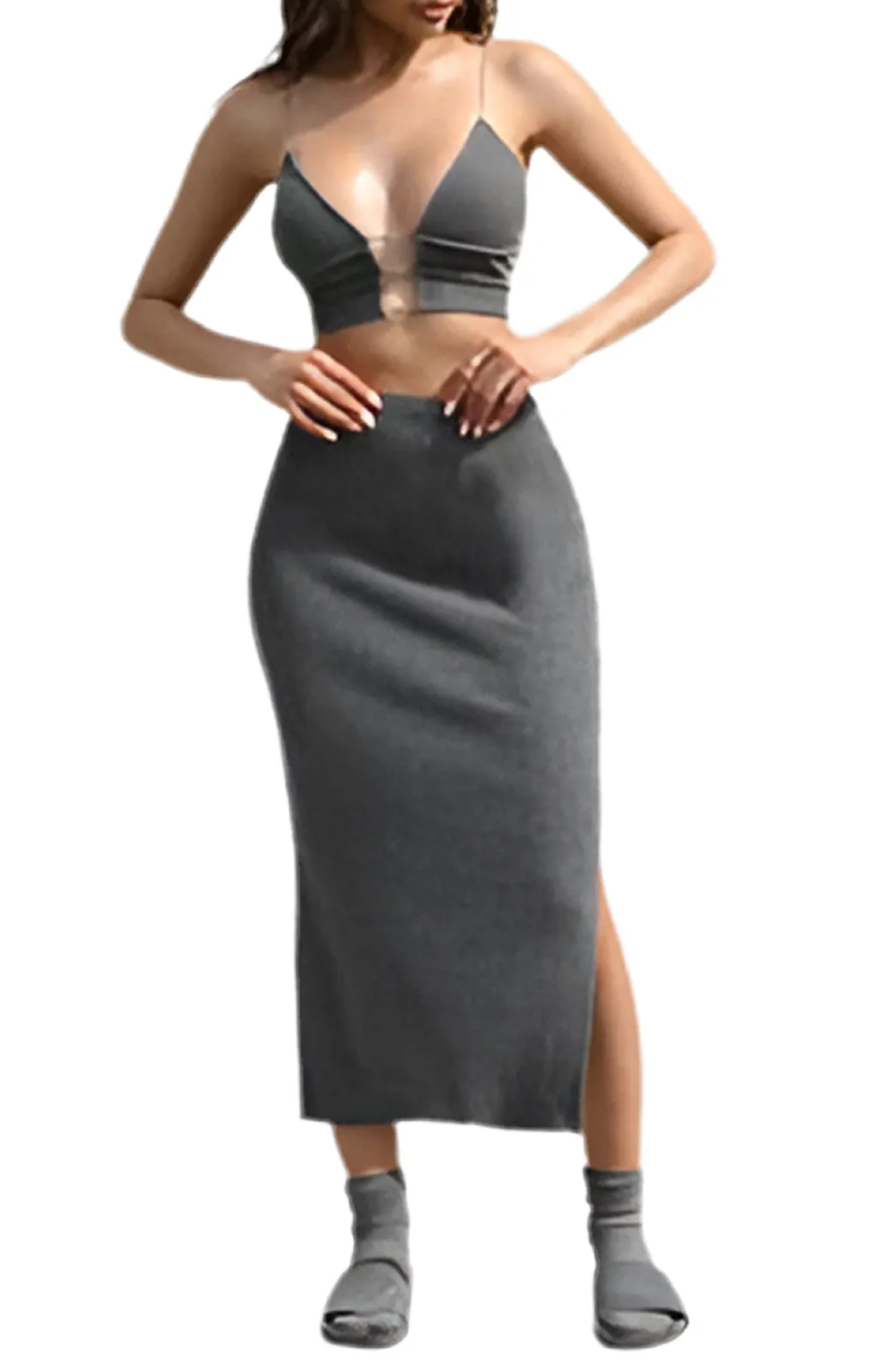 JOAH BROWN: SIDE SLIT MIDI SKIRT