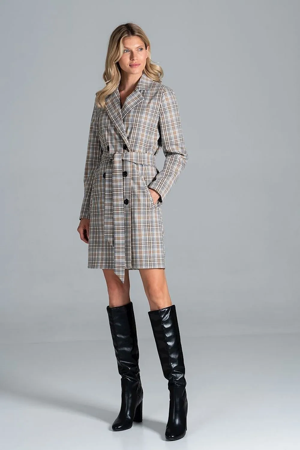Knee-length Coat With A Jacket Collar, 6-Button Closure Figl