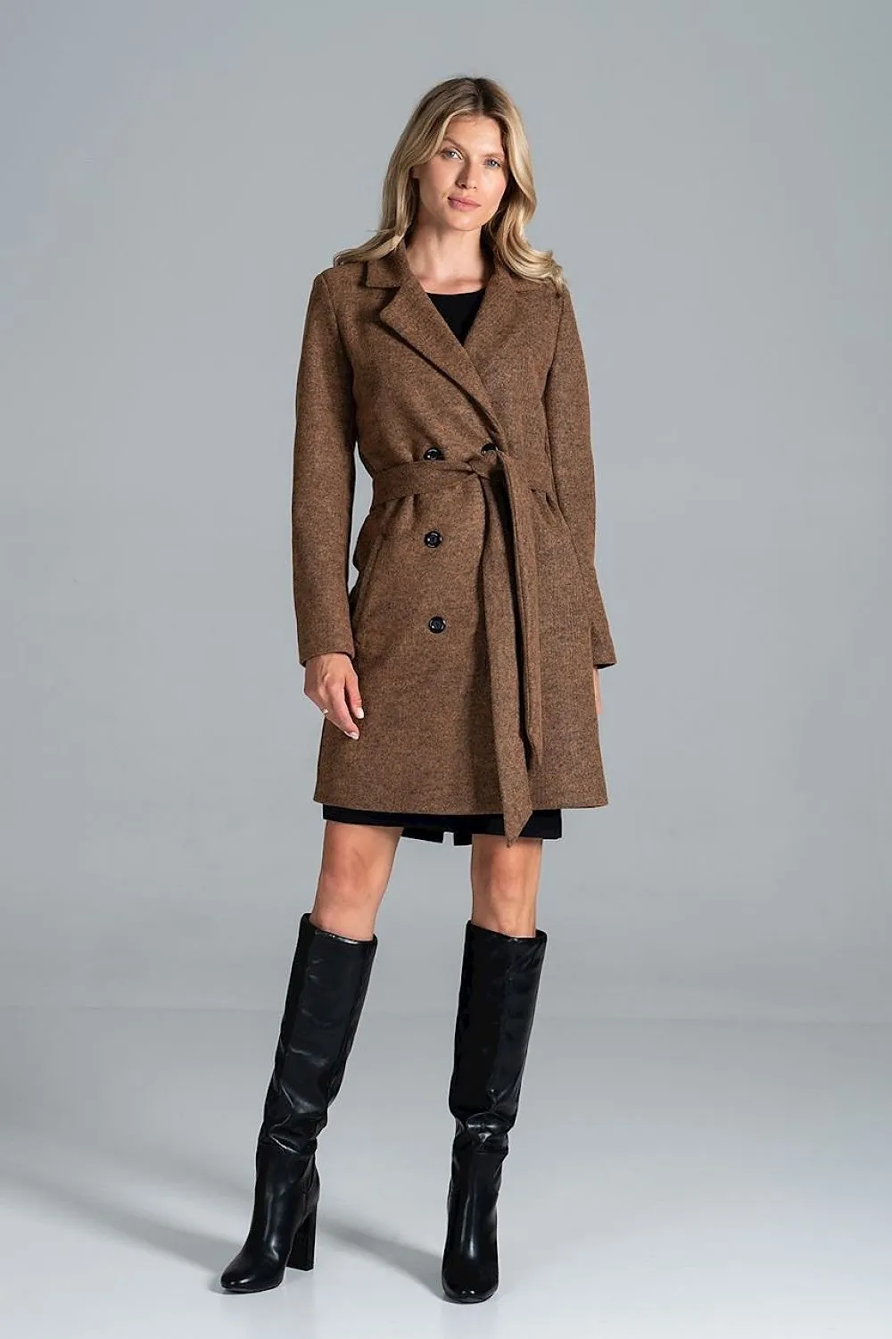 Knee-length Coat With A Jacket Collar, 6-Button Closure Figl
