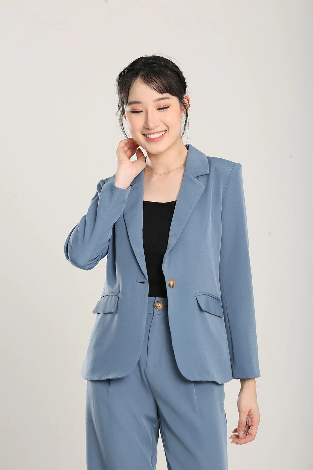 Lorette Tailored Blazer in Muted Blue