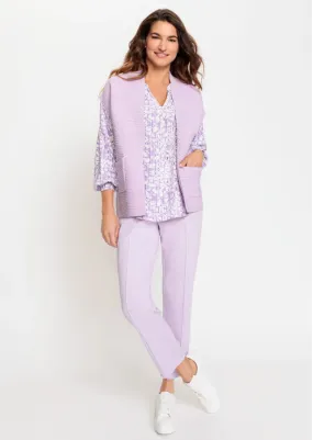 OLSEN<BR>
Cotton Blend Sleeveless Cardigan<BR>
Lilac<BR>