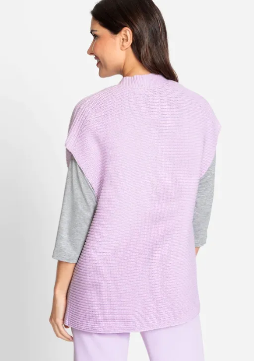OLSEN<BR>
Cotton Blend Sleeveless Cardigan<BR>
Lilac<BR>