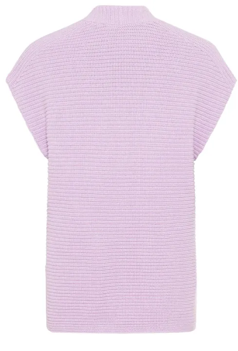 OLSEN<BR>
Cotton Blend Sleeveless Cardigan<BR>
Lilac<BR>