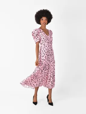 Pink Floral Midi Dress