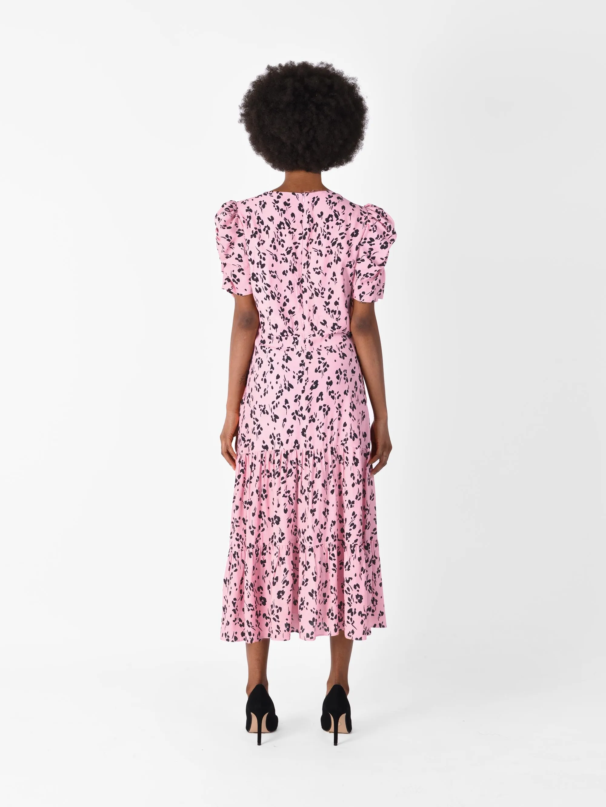 Pink Floral Midi Dress