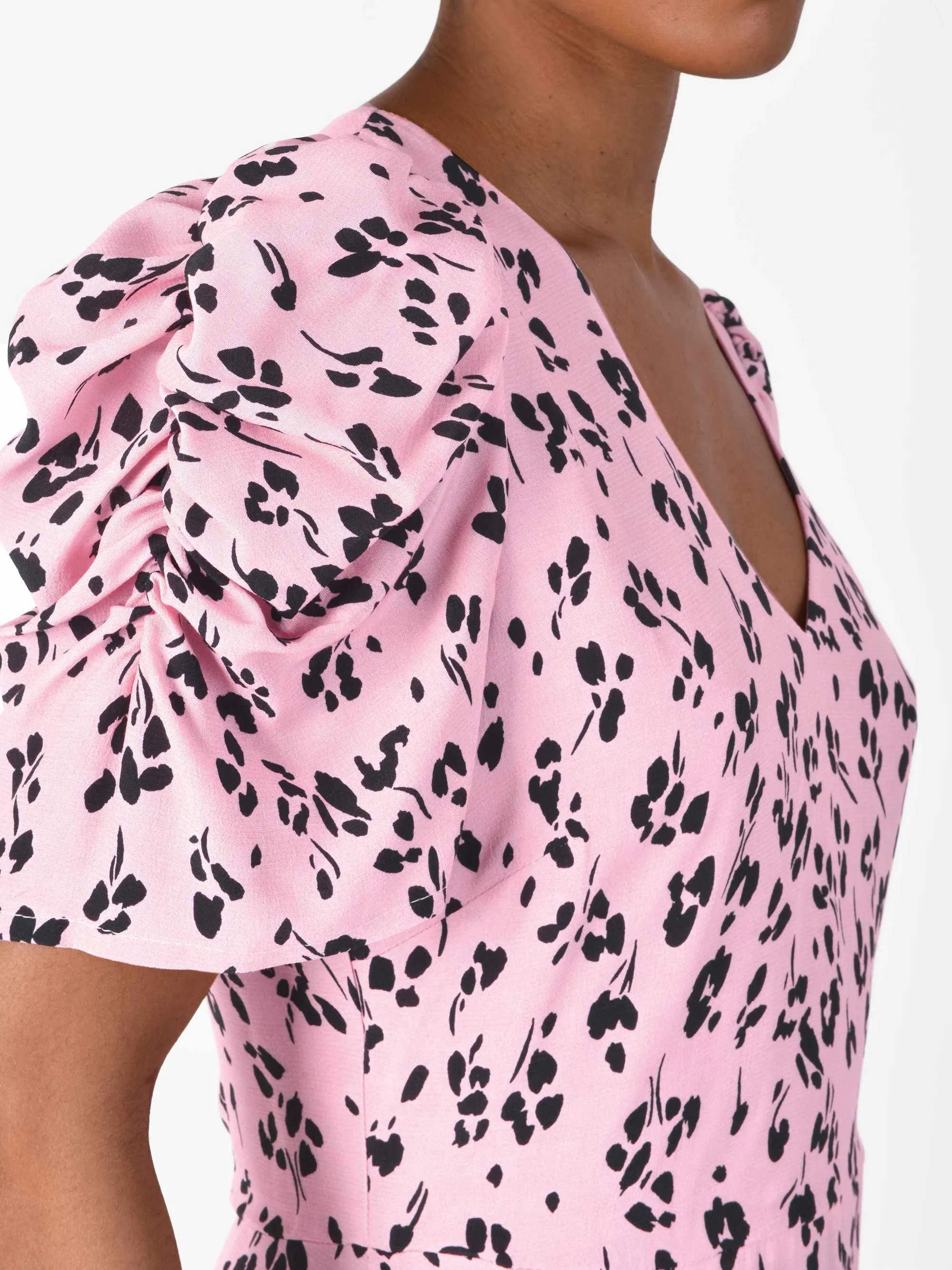 Pink Floral Midi Dress