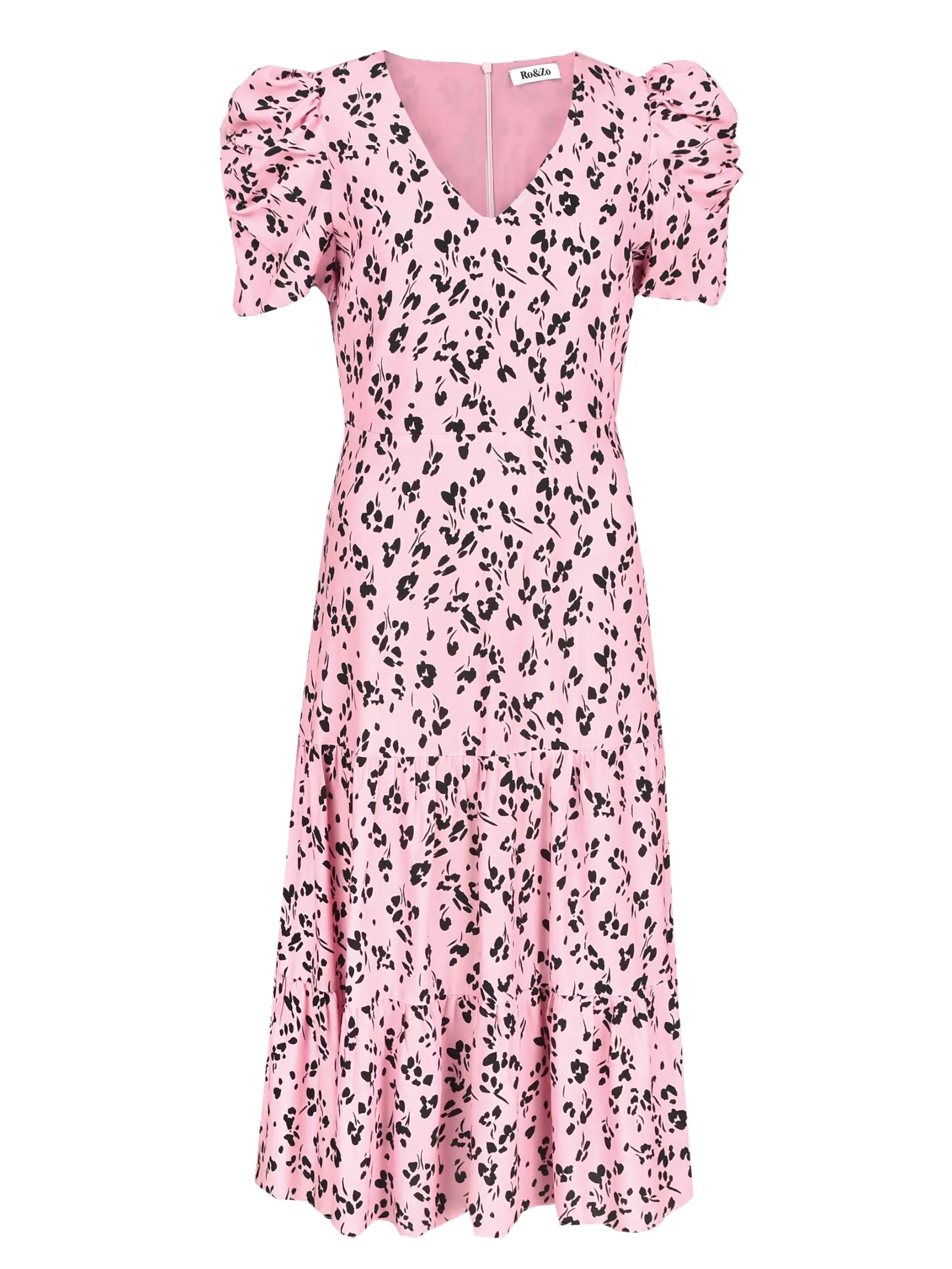 Pink Floral Midi Dress