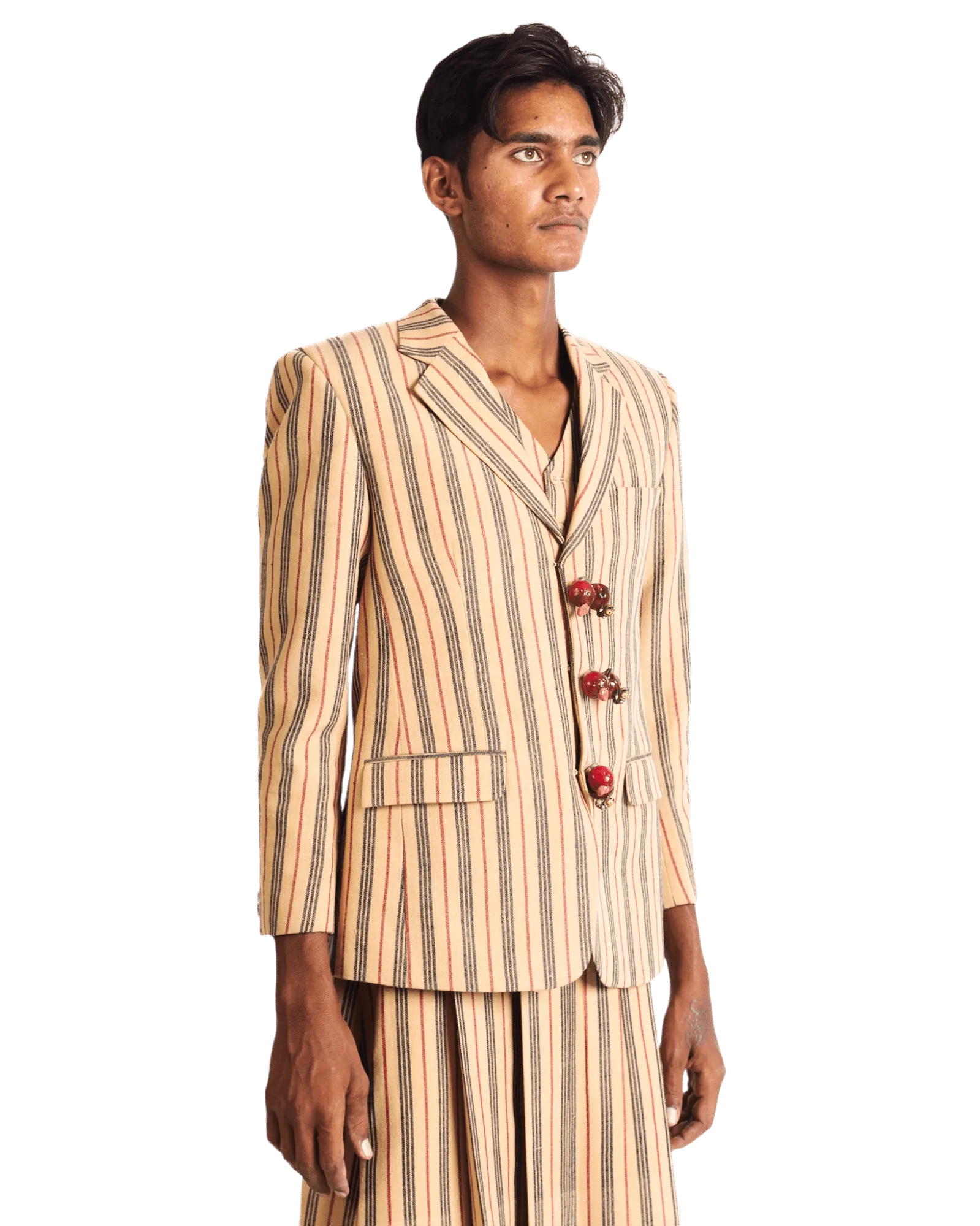 "SUNSET STRIPES" HANDWOVEN BLAZER