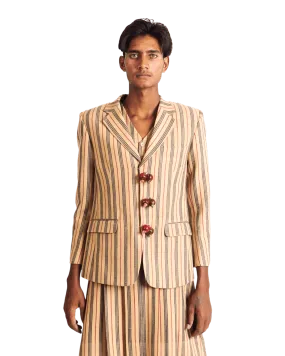 "SUNSET STRIPES" HANDWOVEN BLAZER